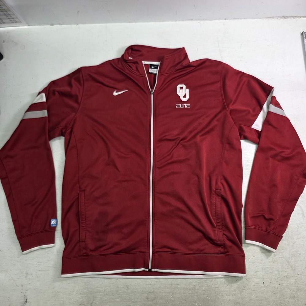 Nike Elite Oklahoma Sooners Track Jacket Mens XXLT 2XL Tall Full Zip Red OU NCAA